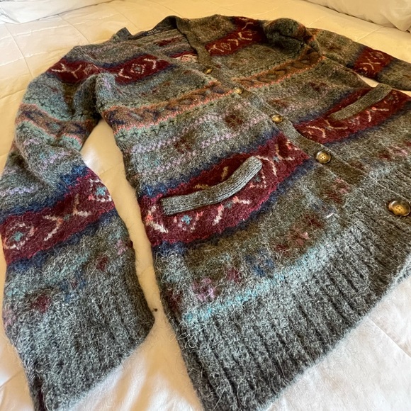 Vintage striped grandpa wool cardigan sweater by Polo Ralph Lauren - Picture 4 of 8